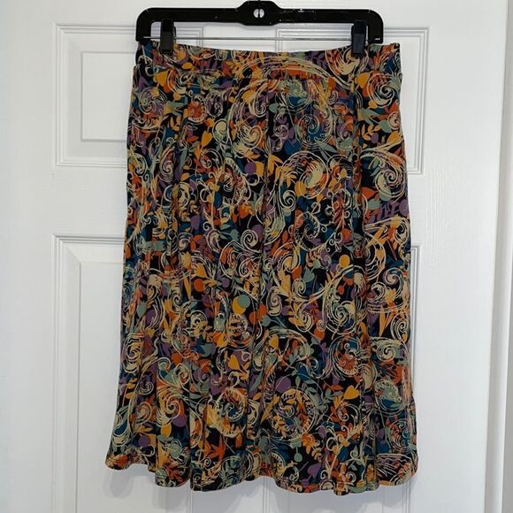 ✨LuLaRoe multi colored Madison pleated a-line skirt with pockets - Picture 1 of 6